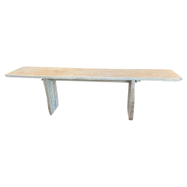 Ivory Andrianna Shamaris Live Edge Bleached Teak Wood Console Table For Sale - Image 8 of 18