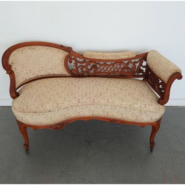 Antique Carved Walnut Victorian Conversation Settee For Sale - Image 13 of 16