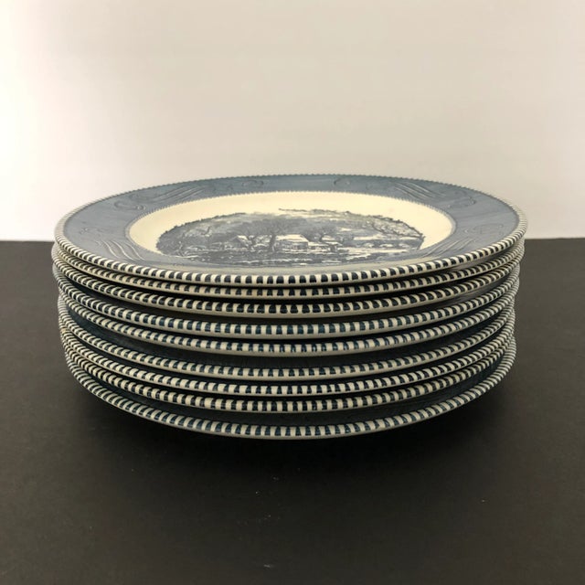 Currier & Ives (11) Dinner Plates Blue/White 10” Dia For Sale - Image 4 of 6