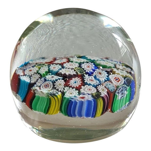 Vintage Murano Art Glass Paperweight Millefiori - Etsy