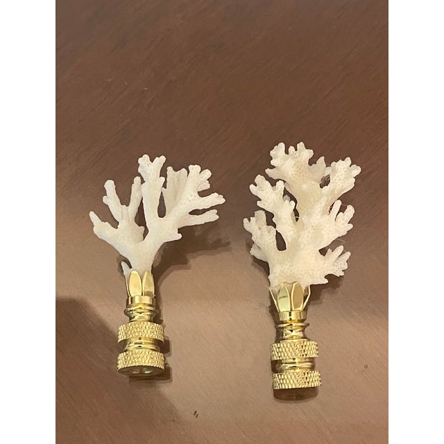 Contemporary 1970s Coastal Sea Coral Branches Lamp Finials Pair For Sale - Image 3 of 5