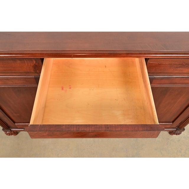 Wood Ethan Allen British Colonial Carved Maple Sideboard Credenza or Bar Cabinet For Sale - Image 7 of 17