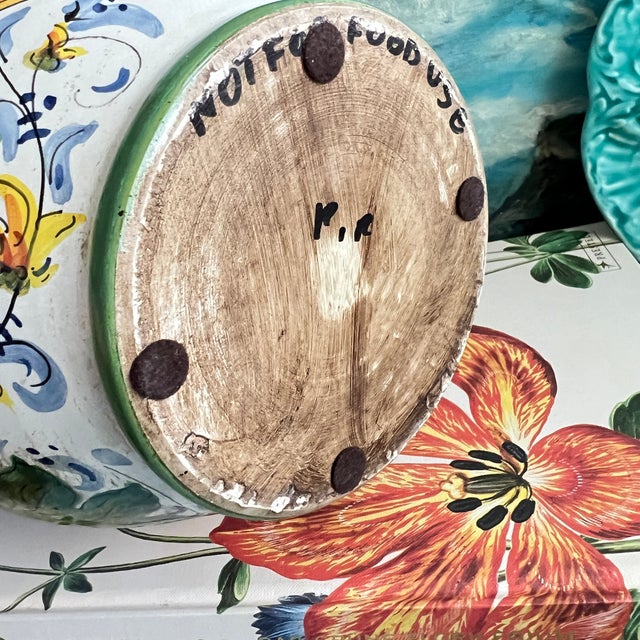 Italian Hand Painted Ceramic Amphora Jug With Spout For Sale - Image 12 of 12