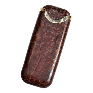 Rare Art Deco Antique Asprey 9k Gold Leather Cigar Case Tobacciana