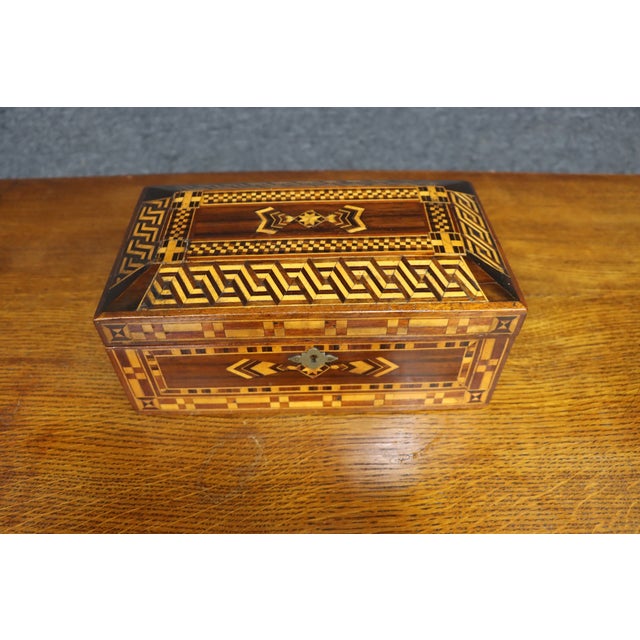 Wood Victorian Marquetry Jewelry Box in Mahogany, Rosewood & Satinwood For Sale - Image 7 of 13