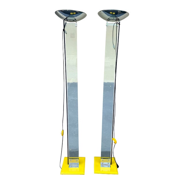 1980s Mid-Century Modern Cast Iron Floor Lamps - a Pair For Sale