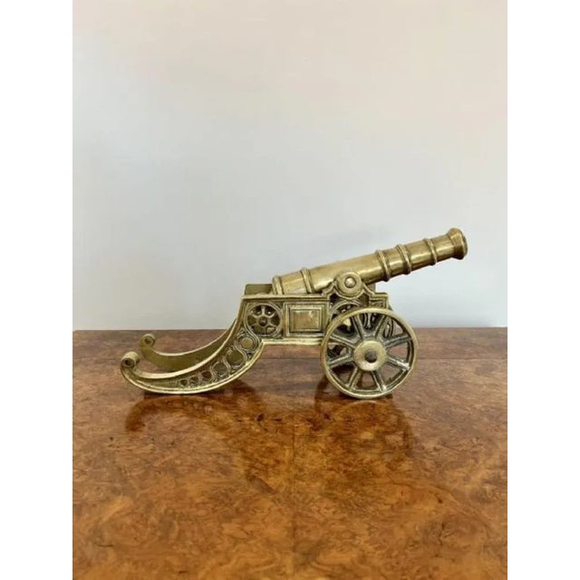 Large Edwardian Brass Cannon, 1900s For Sale - Image 3 of 6