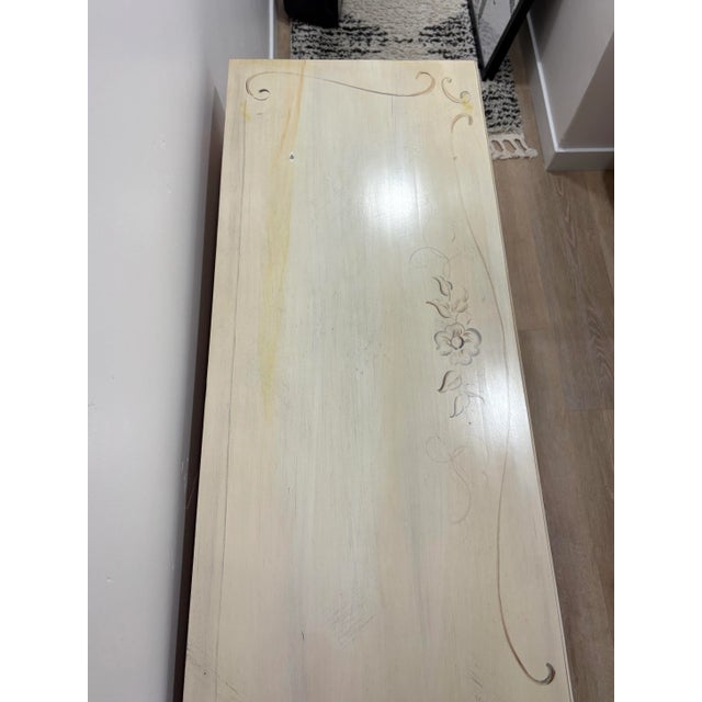 1990s Ethan Allen Vintage Hand-Painted Distressed Chest of Drawers (Dresser) For Sale - Image 5 of 8