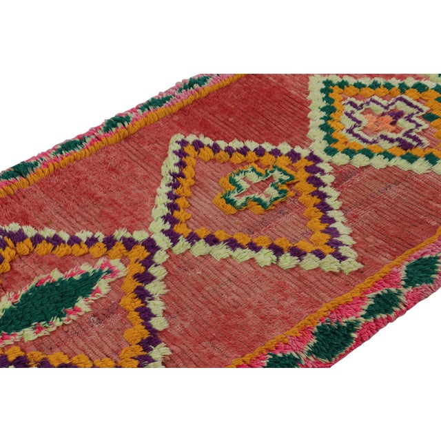 Rug & Kilim Vintage Moroccan Runner Rug in Red With Diamond Medallions, From Rug & Kilim For Sale - Image 4 of 7