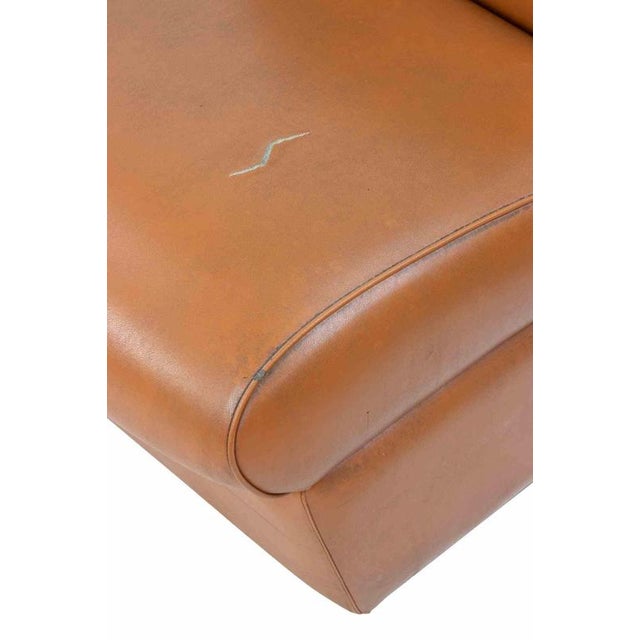 Vintage Italian Armchairs in Mahogany Wood and Padded Leather, 1950s For Sale - Image 4 of 8