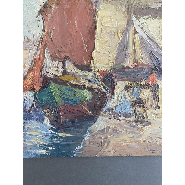 Post-Impressionist Artist, Seascape with Sailboats, 1979, Oil Painting For Sale - Image 8 of 18