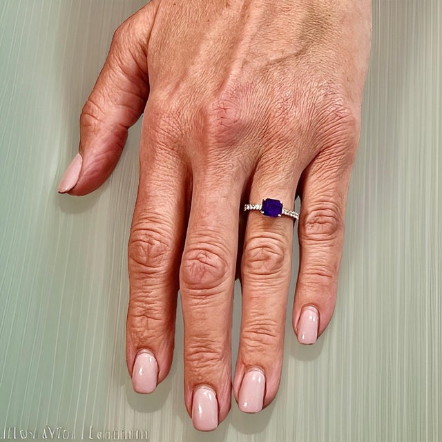 Natural Sapphire Diamond Ring 6.5 14k W Gold 1.99 TCW Certified, Size 6.5 For Sale - Image 13 of 15