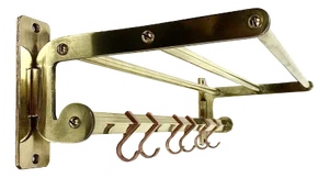 Antique Two Tone Brass Wall Coat Rack, 1930s