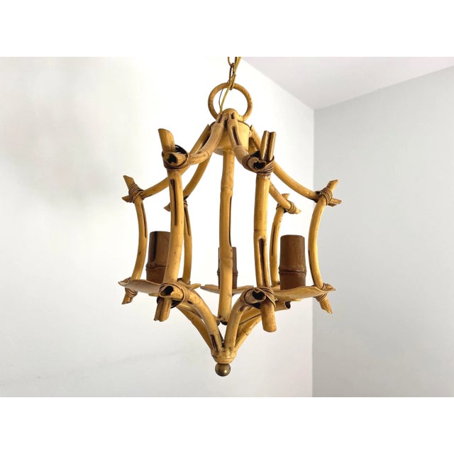 Italian Bamboo Pagoda Chandelier, 1960s For Sale - Image 4 of 13