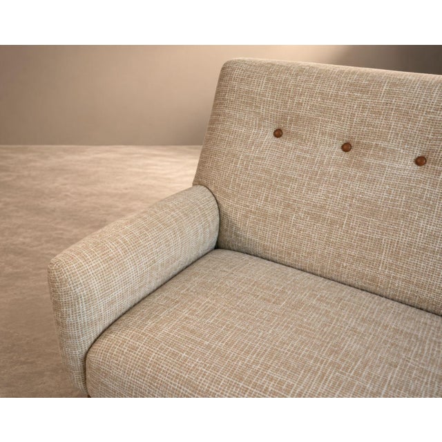 Textile Mid-Century Modern Walnut Floating Sofa, Model U-150 by Jens Risom, Circa 1950s For Sale - Image 7 of 8