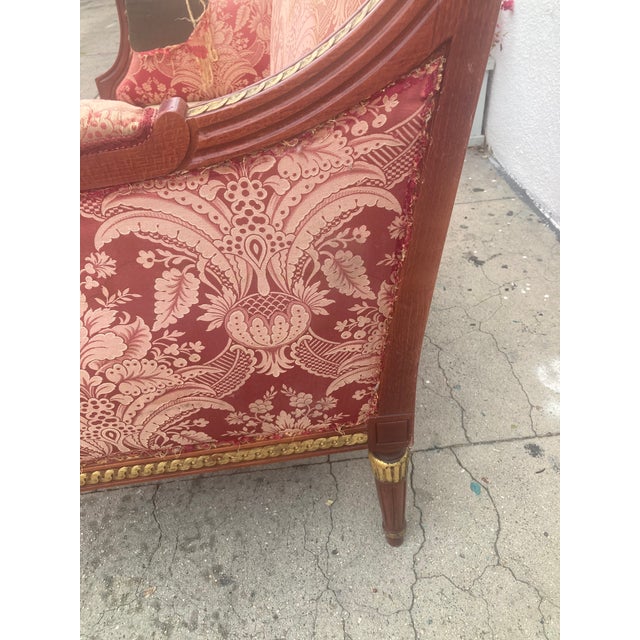 Louis XVI Style Venetian Loveseat With Original Stained Red With Gilt Finish For Sale - Image 12 of 13