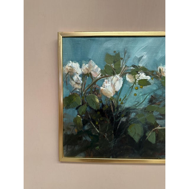 M. Jakobsson, White Flowers, 1950s, Oil on Canvas, Framed For Sale - Image 13 of 18