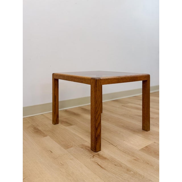 Vintage MCM Scandinavian Design Side Table Smoky Glass Top Dark Wood Accent For Sale In Tampa - Image 6 of 9