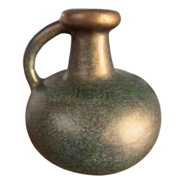 Late 20th Century Decorative Green & Gold Jug For Sale