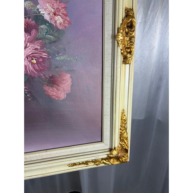 Wood Mid-Century P. Keeling Large Impasto Floral Oil Painting in Ornate Frame, 43" X 31.5" For Sale - Image 7 of 12