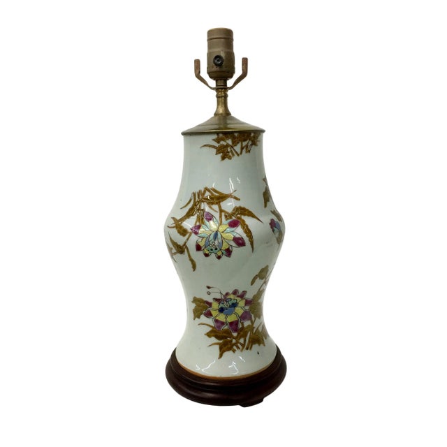 Vintage Lotus Flower Vase Shaped Table Lamp For Sale - Image 4 of 4