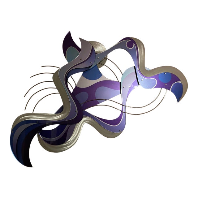 1990s Acrylic Steel Signed Shlomi Haziza Wall Sculpture For Sale