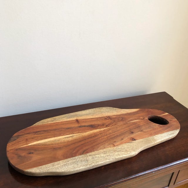 Wood Vintage Artisan Crafted Rustic Wood Charcuterie Board For Sale - Image 7 of 11