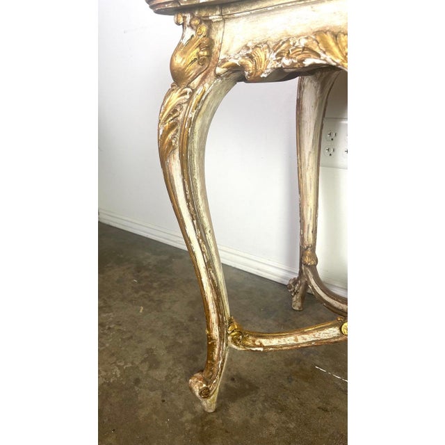 19th C. French Painted & Parcel Gilt Table W/ Marble Top For Sale - Image 17 of 17
