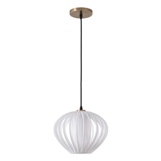 Bloom Pendant Lamp - Sphere White Satin Shade, Brass Body, Modern Style For Sale