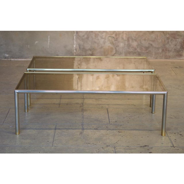 Gray Coffee Tables in Aluminum, Brass & Glass, 1970s, Set of 2 For Sale - Image 8 of 16