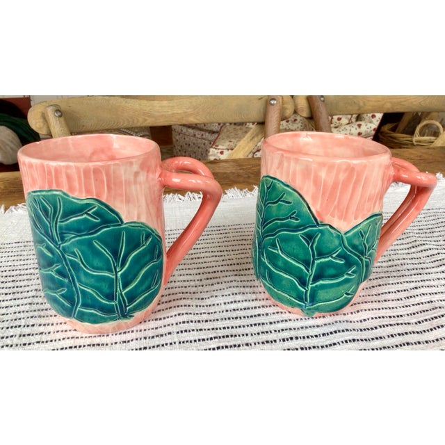 Jessica Colebrooke Lyford Ceramic Mugs With a Lilly Pad Motif- Set of 2 For Sale In New York - Image 6 of 12