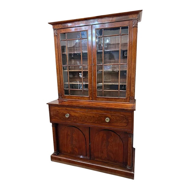 Superb Quailty Antique English Large Mahogany Secretaire Bookcase For Sale