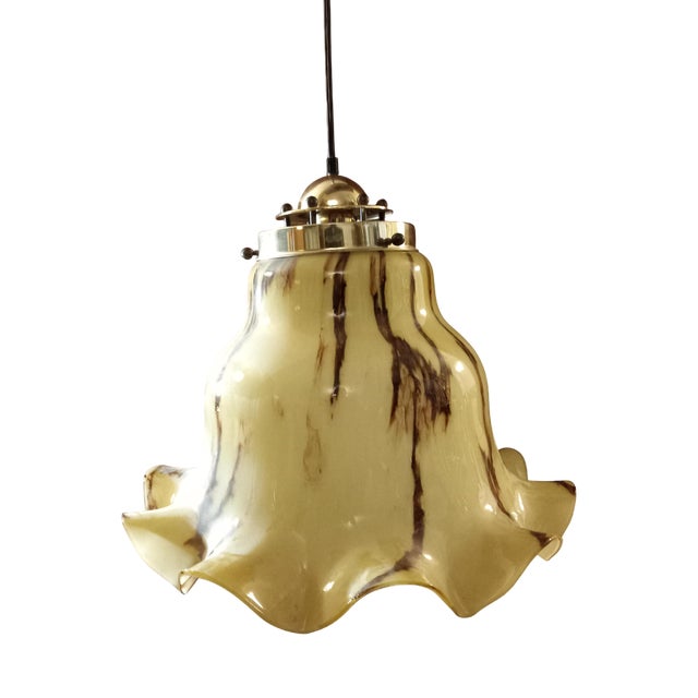 Pendant Lamp in Brass and Glass from Peill & Putzler For Sale