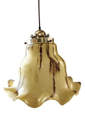 Pendant Lamp in Brass and Glass from Peill & Putzler