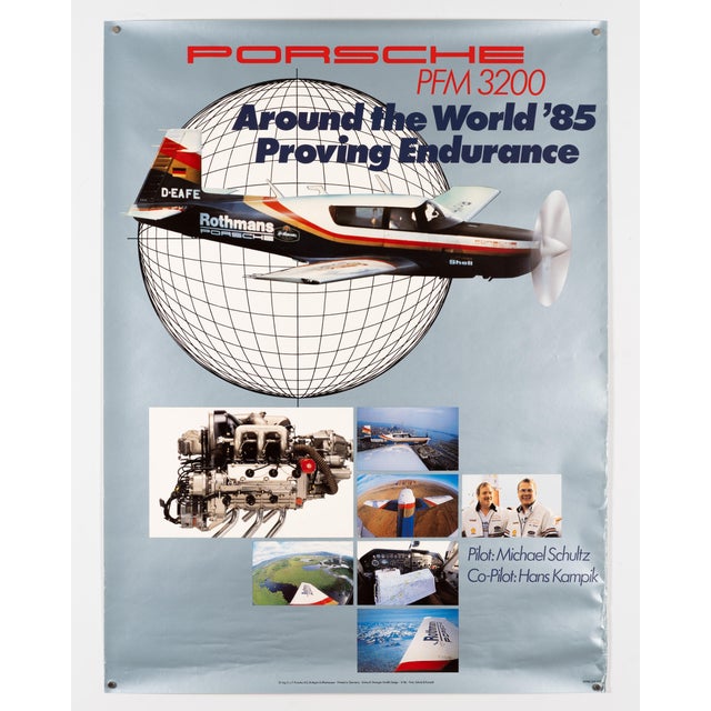Modern Porsche PFM 3200 Around the World 1985 Original Porsche Poster For Sale - Image 3 of 9