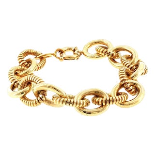 Late 20th-Century 14k Yellow Gold Combination Texture Bracelet For Sale
