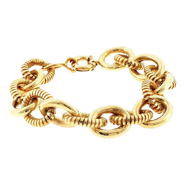 Late 20th-Century 14k Yellow Gold Combination Texture Bracelet For Sale