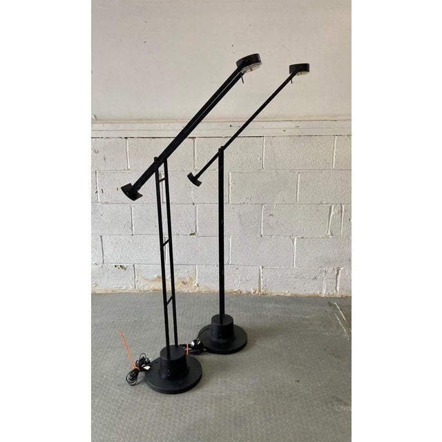 Pair of Mid Century Modern Tizio Style Black Italian Floor Lamps For Sale - Image 10 of 10