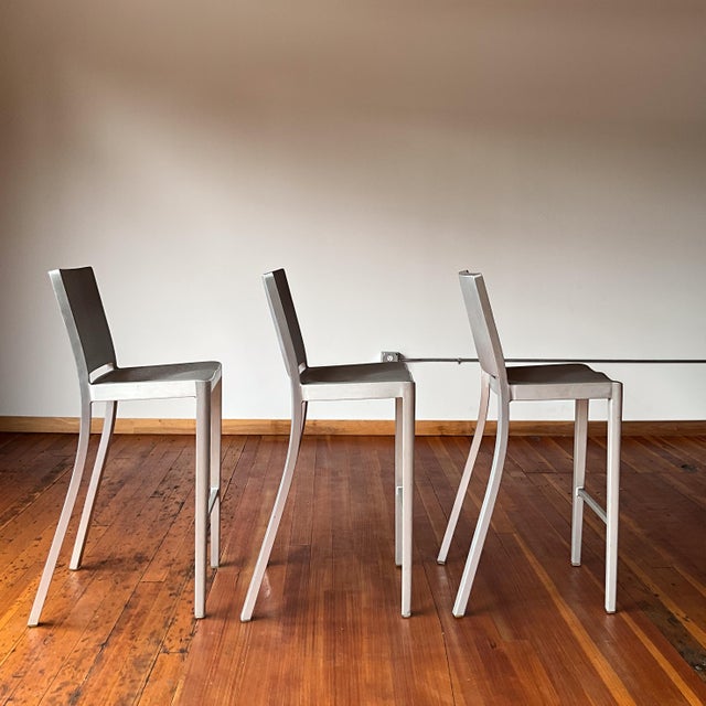 Mid-Century Modern Brushed Aluminum Hudson Stool Designed by Philippe Starck for Emeco For Sale - Image 3 of 15