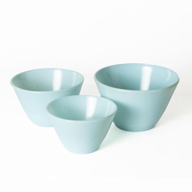 Rare Delphite Blue Fire King Nesting Bowls. Great piece of decor for a kitchen or dining room. Still functional and could...