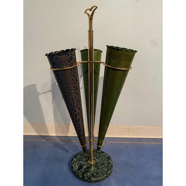 Italian Mid-Century Green Umbrella Stand with Cracked Effect, 1950s For Sale - Image 9 of 18