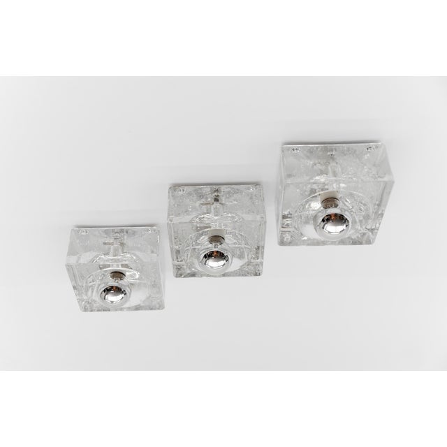 Hand-Blown Ice Cube Wall Lamps by Müller & Zimmer, Germany, 1960s, Set of 3 For Sale - Image 4 of 14