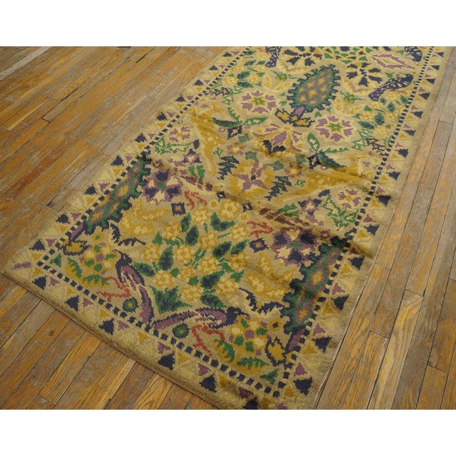 Arts & Crafts 1920s Ivory Angora Antique Irish Donegal Arts & Crafts Carpet 3'6" X 11'2" Wool Rug Runner For Sale - Image 3 of 10