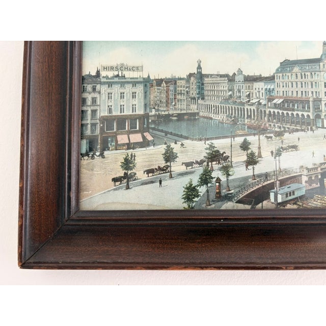 Vintage Panoramic Hamburg Harbor Print – Framed German Cityscape, 30.75” For Sale In Orlando - Image 6 of 13