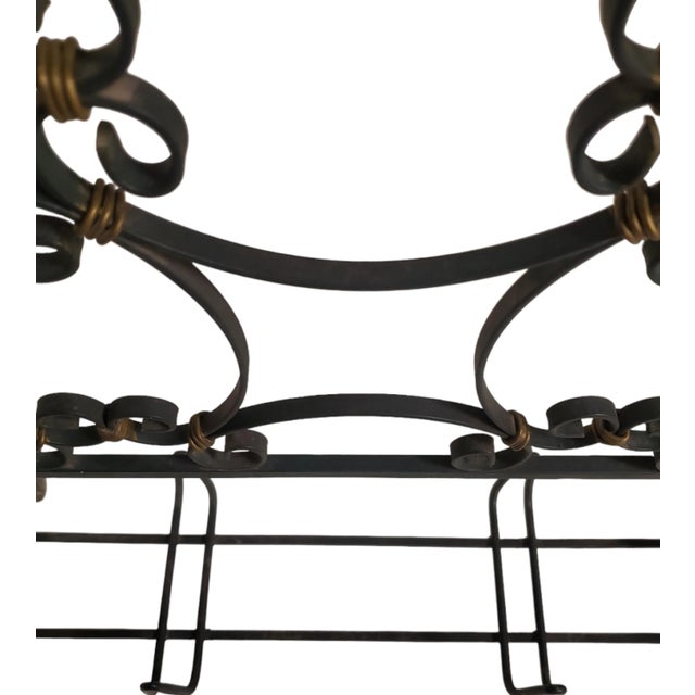 Mid 20th Century Dark Green Hand Forged and Gilt Iron Decorative Room Divider /Rolling Screen For Sale - Image 11 of 12