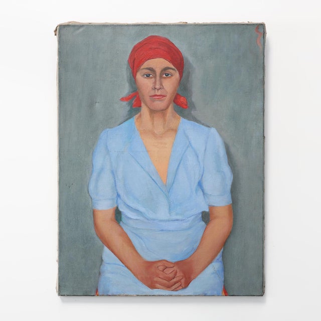 Belgian Artist, Expressionist Portrait of a Woman, 1950s, Oil on Canvas For Sale - Image 12 of 12