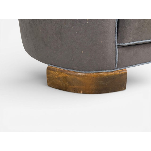 Danish Modern, Banana Sofa, Stained Beech, Fabric, Denmark, 1930s For Sale In New York - Image 6 of 10