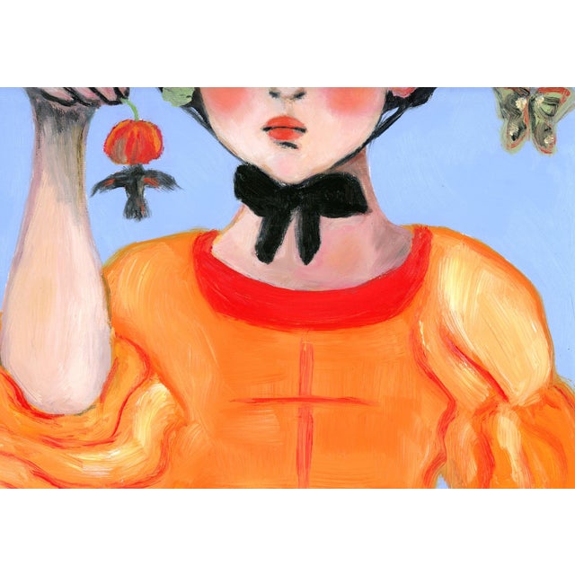 Siobhán, Beekeepers Daughter Mid Century Modern Swedish Vintage Style Portrait Oil Painting by Alexandra Swistak For Sale - Image 6 of 8