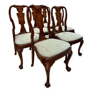 19th C. Queen Anne Walnut Dining Chairs, Set of 6 For Sale