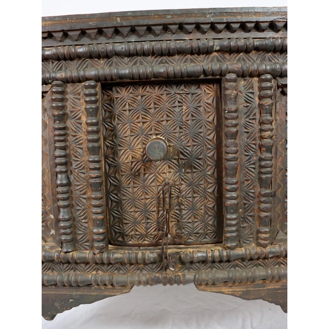 Black Antique Nomadic Turkmen Yurt Treasure Dowry Chest For Sale - Image 8 of 12